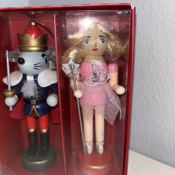 Sleigh Hill Trading Co Nutcracker Mouse King Wood Ornaments Christmas Set of 4 - Picture 2 of 5